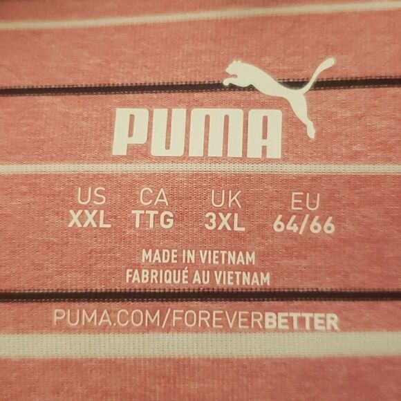 Very Nice Puma Striped Coral Polo Shirt Sz XXL - Picture 4 of 5